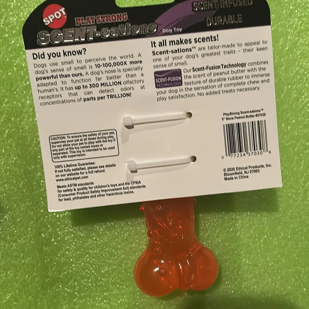 PlayStrong Scent-sations 5“ Bone Peanut Butter scent infused Dog Toy
